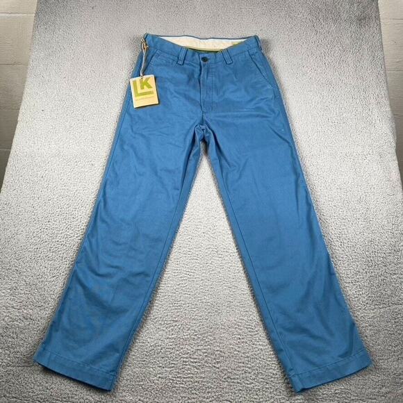 Life Khaki Relaxed Straight Pants Plain Front Men's 32x32 Blue New - Picture 1 of 10